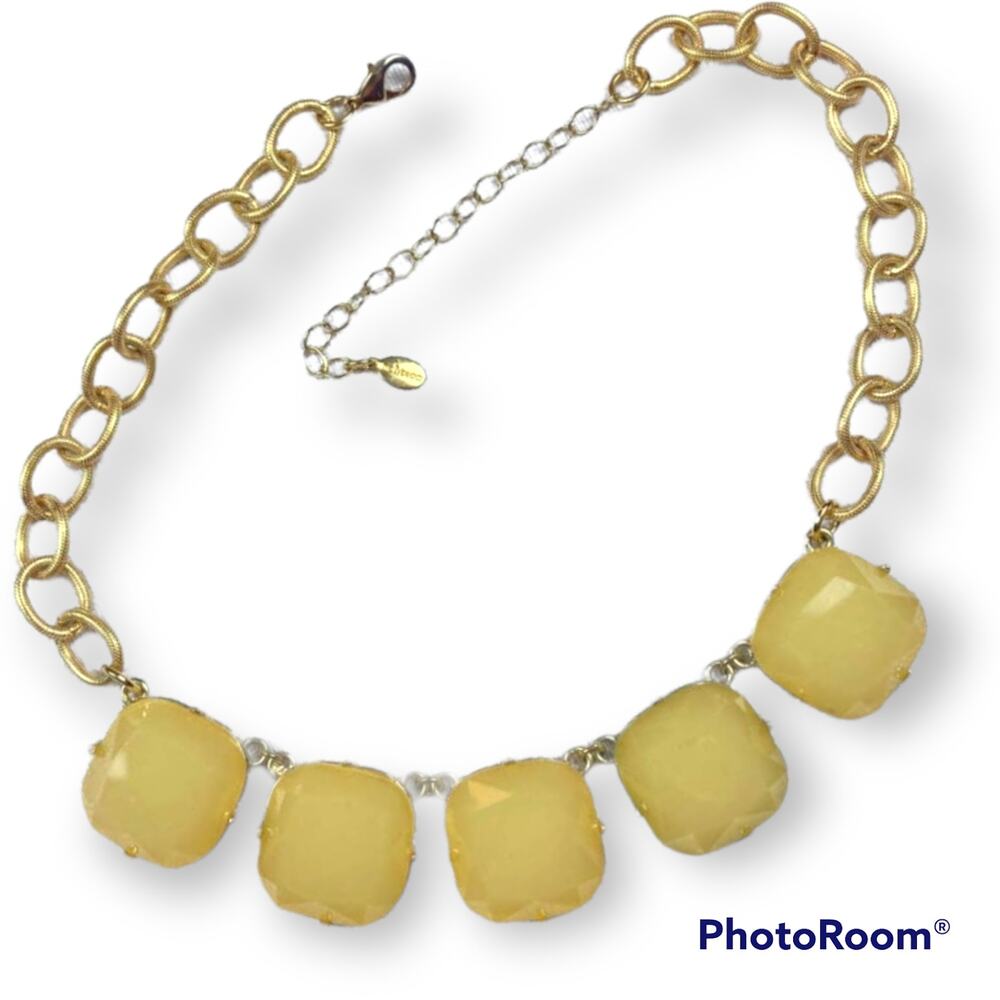 Molly Beads - yellow cabochon statement necklace, gold plated chain